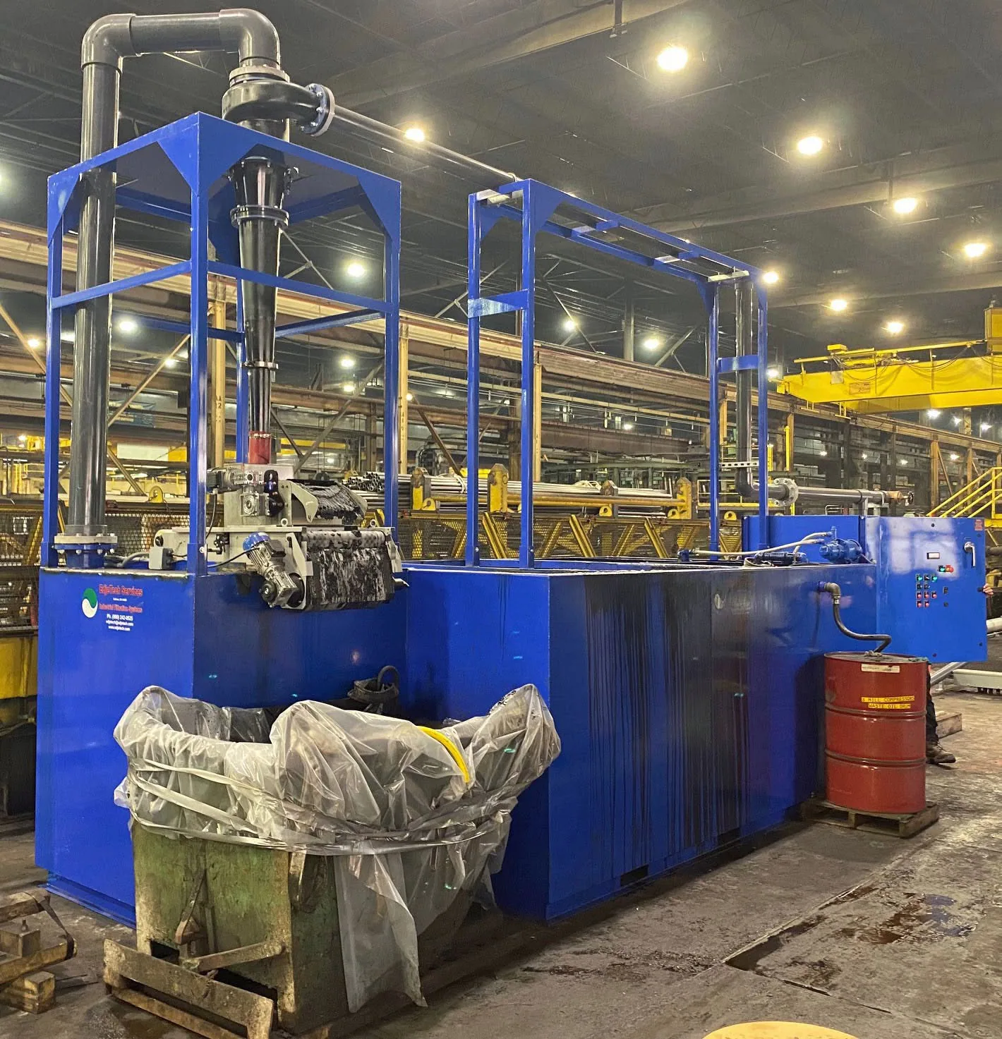 Blue EdjeTech coolant equipment installed in a tube mill facility