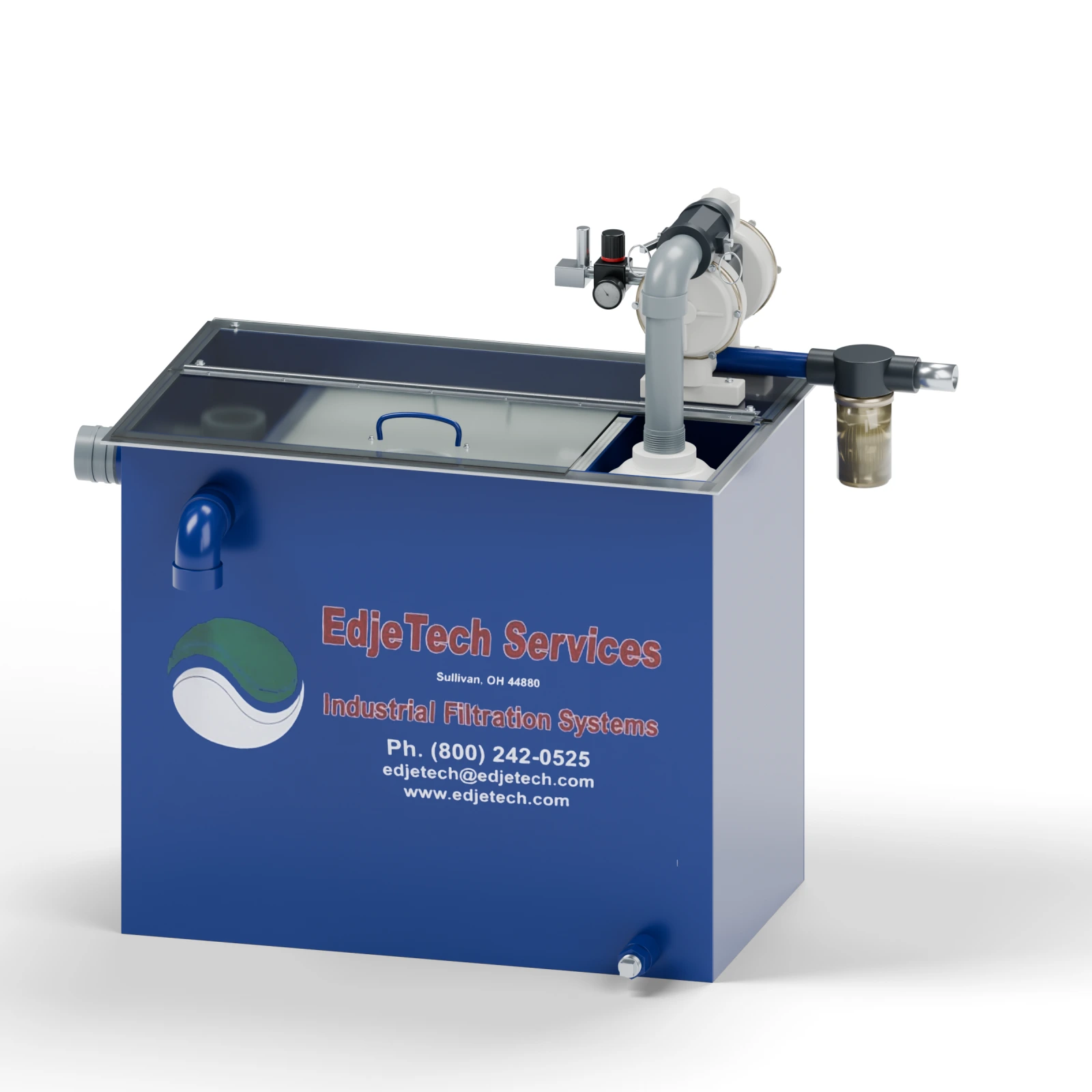 T.O.S.S. T1 with a clear cover, external pump-inlet pre-filter and air controls.