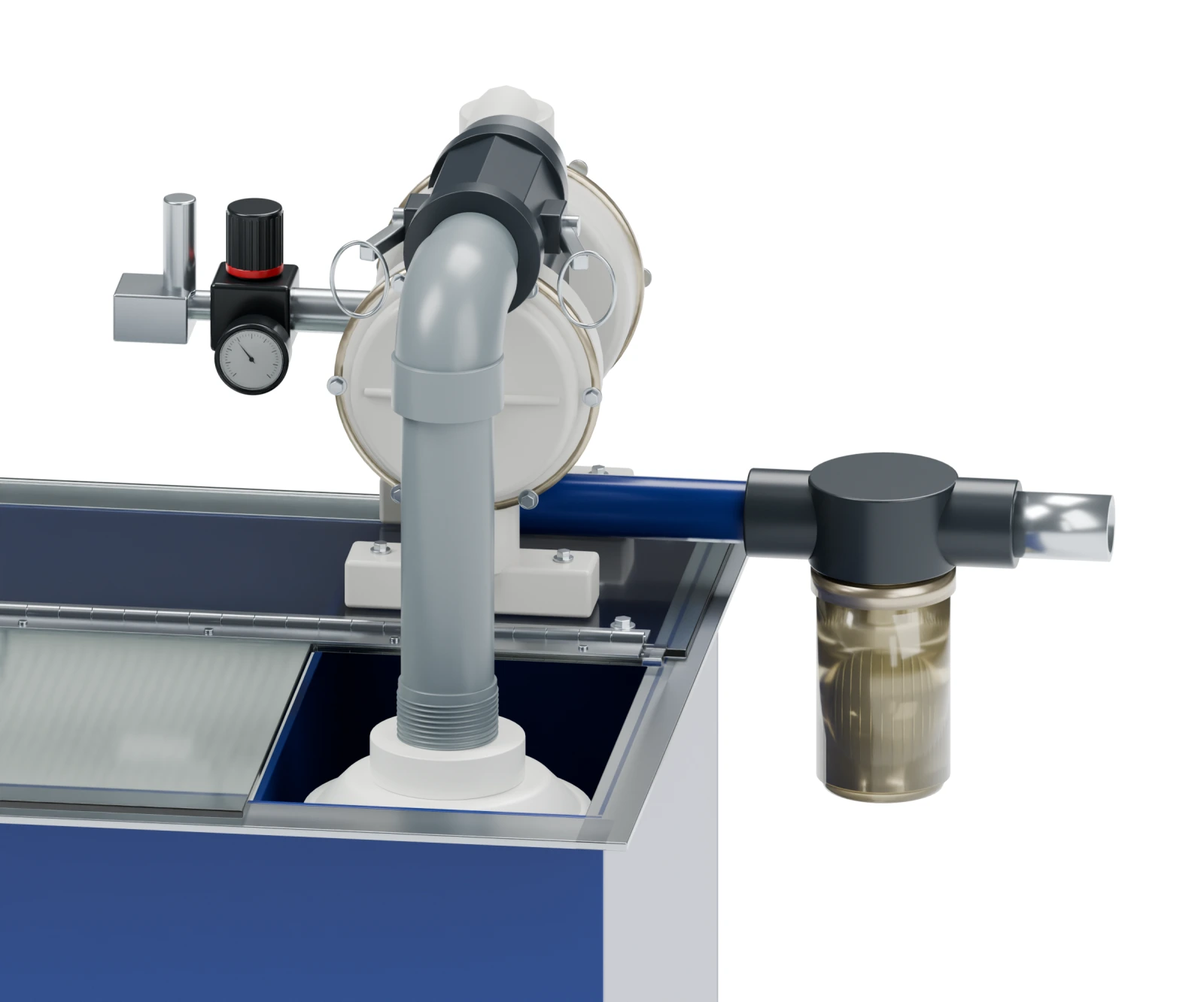 T.O.S.S. T1 air diaphragm pump, air controls and external inlet strainer.