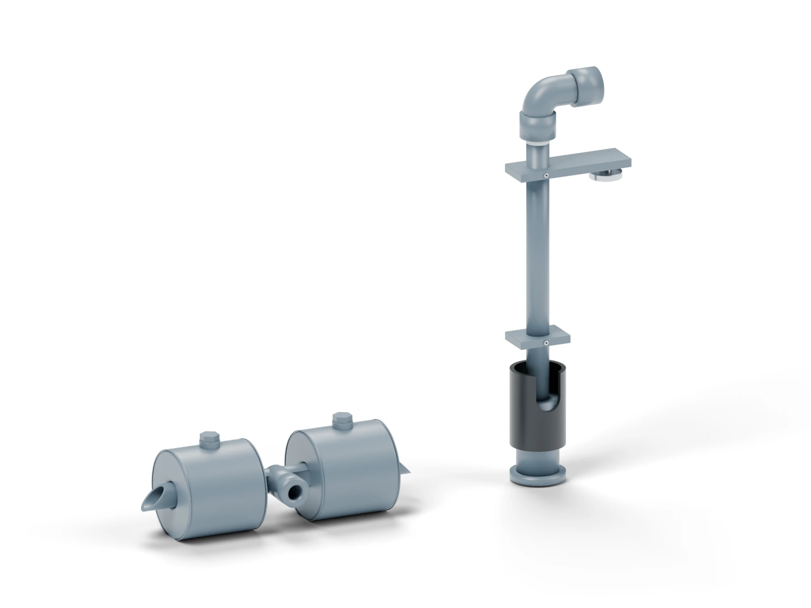 T.O.S.S. T1 ballast skimmer on the left and vertical skimmer on the right.