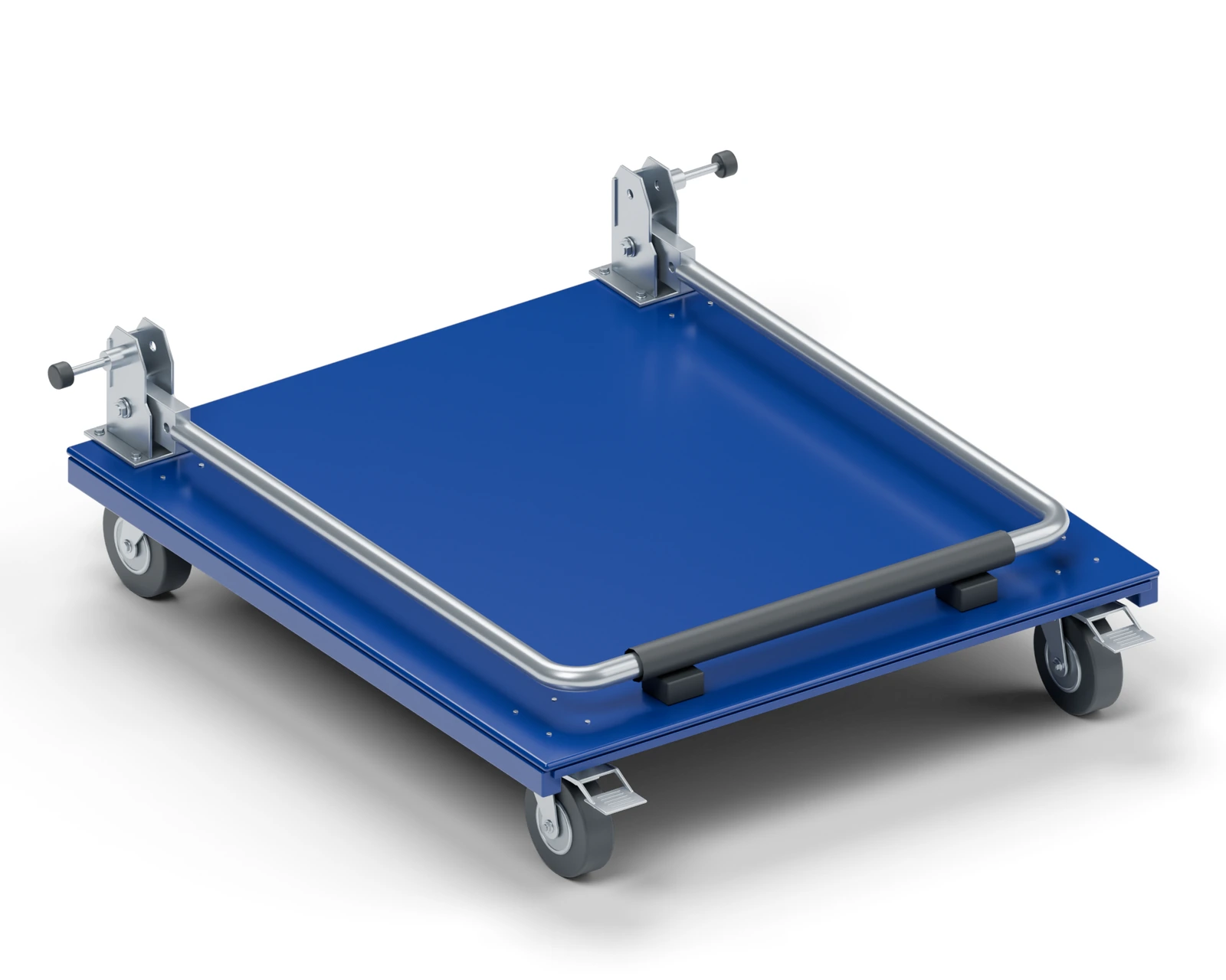 Empty platform cart illustrated with its handle folded for storage and the T.O.S.S. T1 removed.