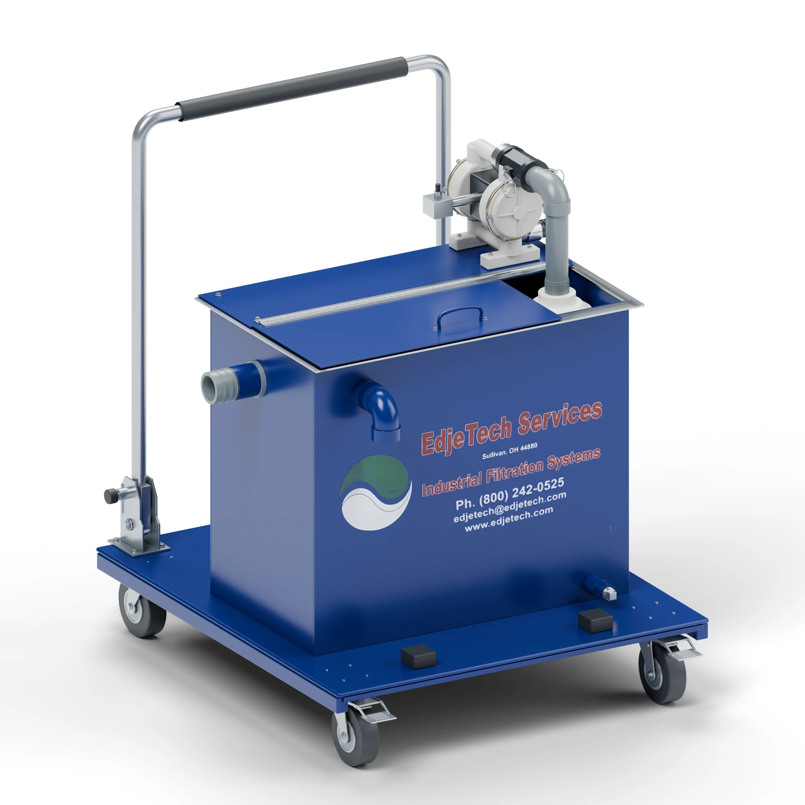 T.O.S.S. T1 on a folding cart with the handle raised.