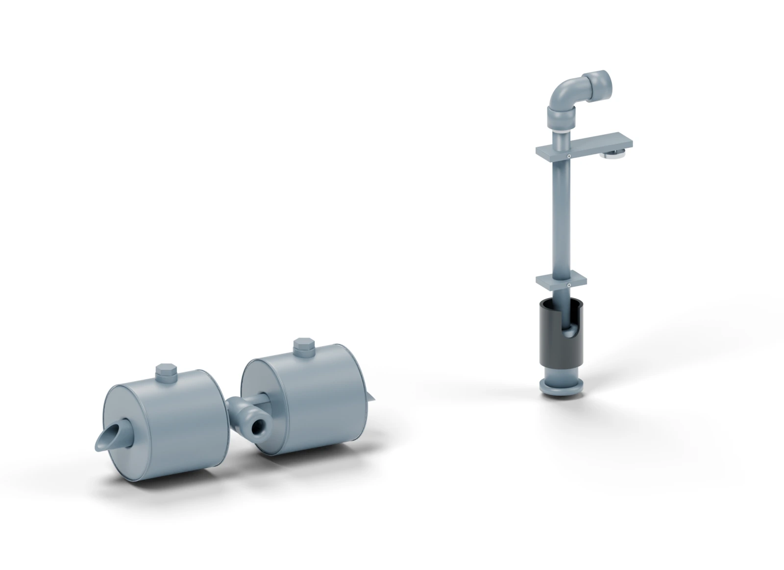 Ballast (left) and vertical (right) floating skimmers used with EdjeTech T.O.S.S. separators
